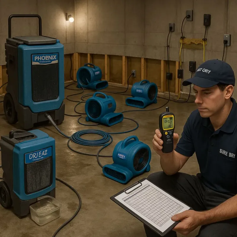 Structural Drying and Dehumidification process in Burlington, KY